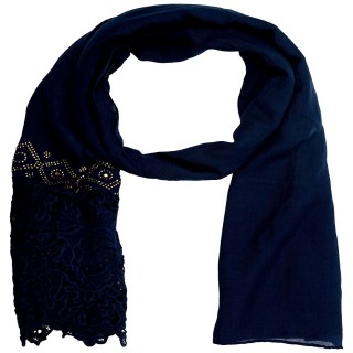 Half Net Diamond Stole- Navy Blue